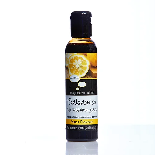 bottle of balsamico yuzu flavour rich balsamic glaze