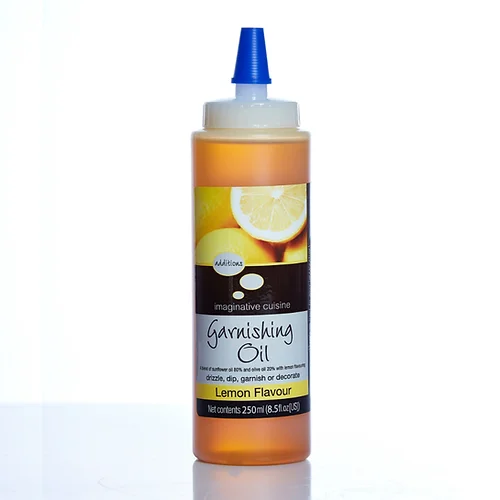 bottle of lemon flavour garnishing oil