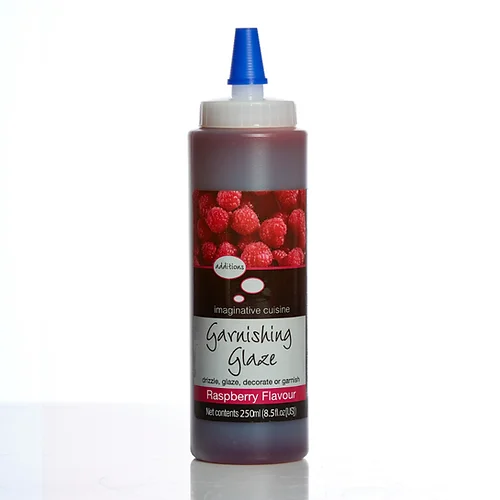 bottle of raspberry flavour garnishing glaze