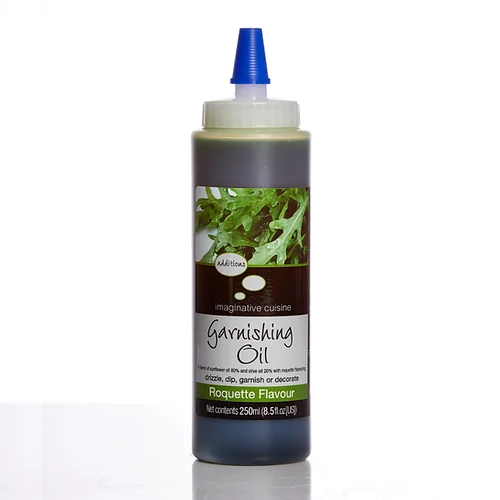 bottle of roquette flavour garnishing oil