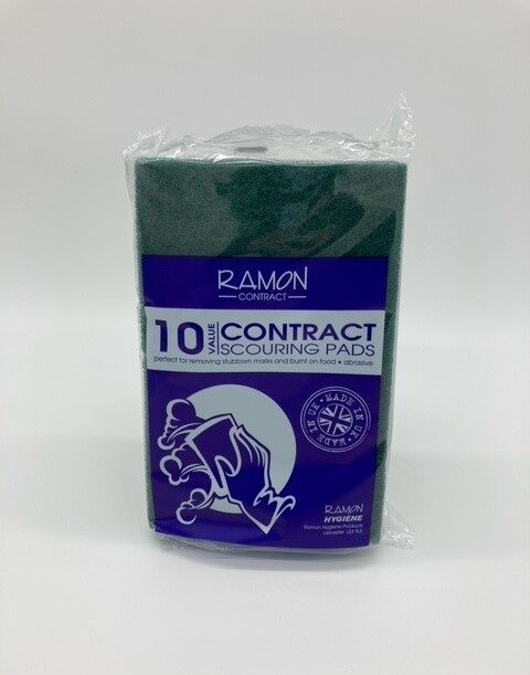 packet of 10 green scouring pads
