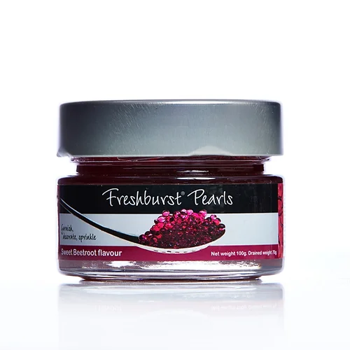 jar of sweet beetroot flavour freshburst pearls