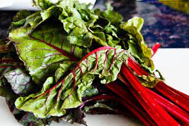 fresh red chard leaves